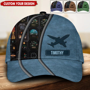 Pilot Multicolor Personalized Classic Cap, Gift For Pilot And Aviation Lover