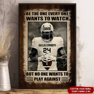 Practice Like You've Never Won, Football Player Personalized Canvas Poster