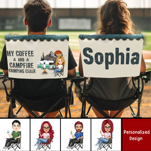 My Coffee And Campfire Camping Chair - Personalized Folding Chair Cover