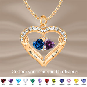 Custom Name Heart Shaped Birthstone Angel Wings Personalized Necklace, Women's Gift