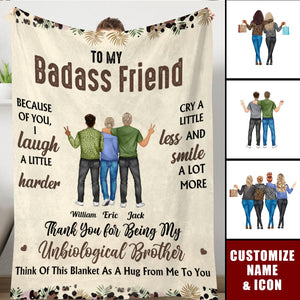 Because Of You, I Laugh A Little Harder - Personalized Blanket