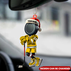 Custom Name Ice Hockey Car Ornament, Gift For Ice Hockey Lovers