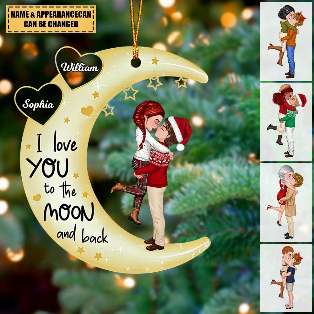 Love You To The Moon & Back Couple - Christmas Gift For Couples, Lovers, Wife, Husband, Girlfriend, Boyfriend - Personalized Acrylic Ornament