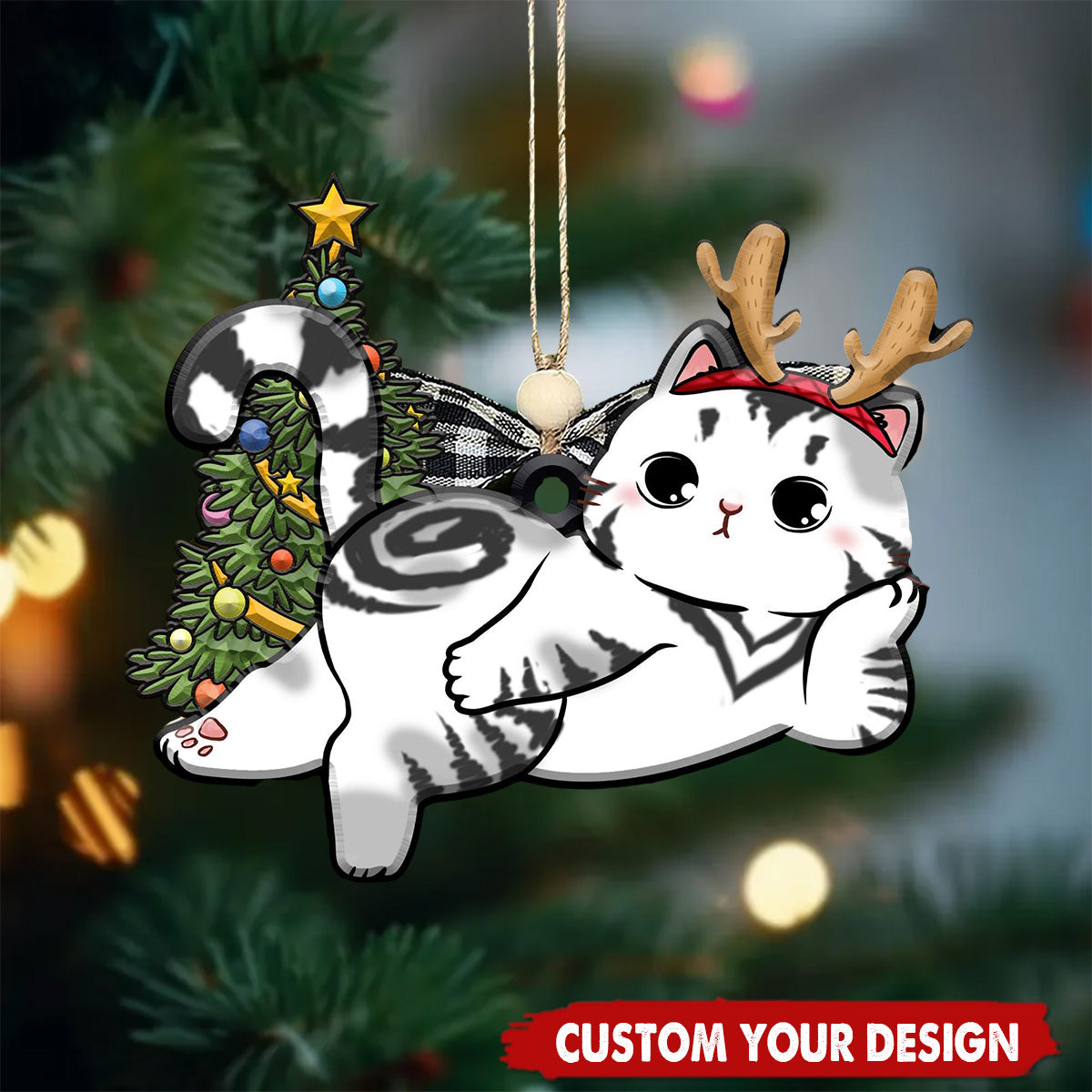 Personalized Cat Christmas Ornament, Custom Hanging Cats Gift for Cat Lovers, Gift for Cat Mom and Dad