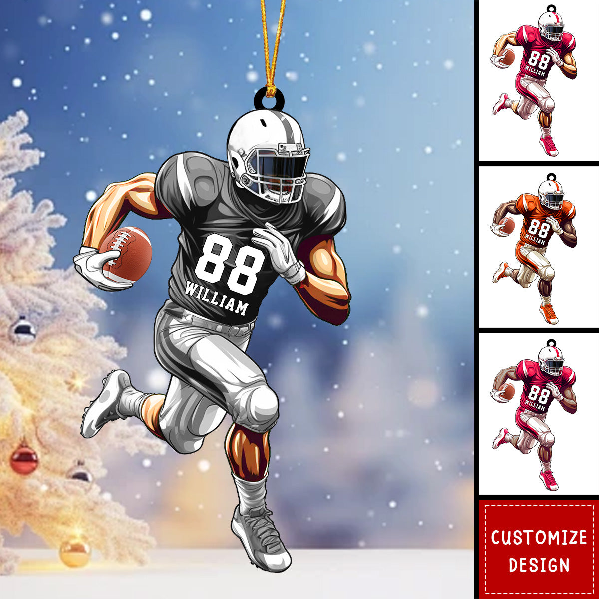 Football Player Personalized Christmas Ornament, Gifts For Football Player