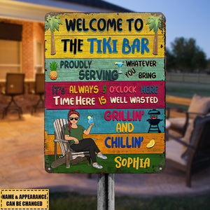 Patio Welcome Grilling Proudly Serving Whatever You Bring - Personalized Classic Metal Sign