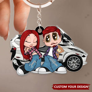 Y2K Couple Motorcycle Personalized Keychain