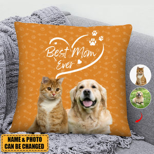 Best Dog Cat Mom Ever Personalized Pillow Gift For Pet Lover