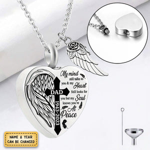 Heart Cross Black Engraved Crystal Urn Necklace