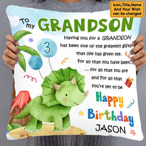 Gift For Grandson Dinosaur The Greatest Gift Pillow