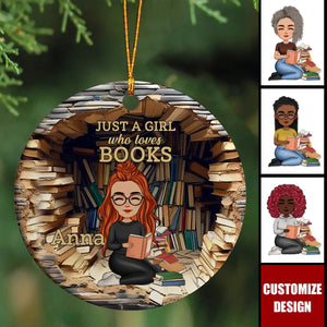 A Book A Day Keeps Reality Away - Personalized Ceramic Ornament - Christmas Gift For Book Lovers