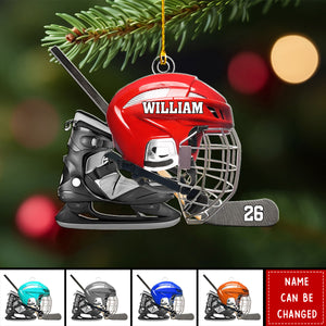 Personalized Hockey Helmet Christmas Shaped Ornament – Gift For Hockey Lovers