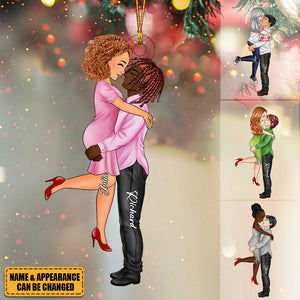 Couple Hugging Kissing Gift For Him Gift For Her Personalized Christmas Ornament