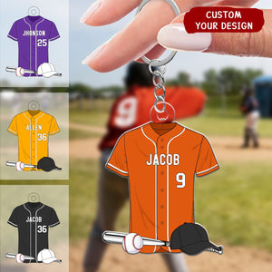 Baseball Shirt Personalized Acrylic Keychain, Gift For Son, Husband