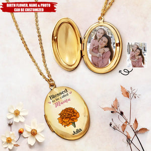 Custom Photo Grandkid Blessed To Be Called Grandma - Personalized Locket Necklace