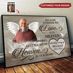 Custom Photo Love Is In Heaven - Memorial Personalized Horizontal Poster