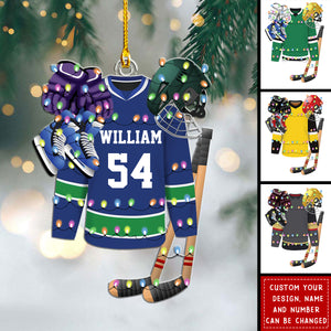 Hockey Apparel and Equipment Personalized Christmas Acrylic Ornament