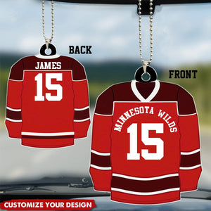 Ice Hockey Jersey - Personalized Acrylic Car Ornament, Gift For Hockey Lover