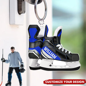 Custom Name Ice Hockey Skates - Personalized Acrylic Keychain , Gift For Hockey Lovers