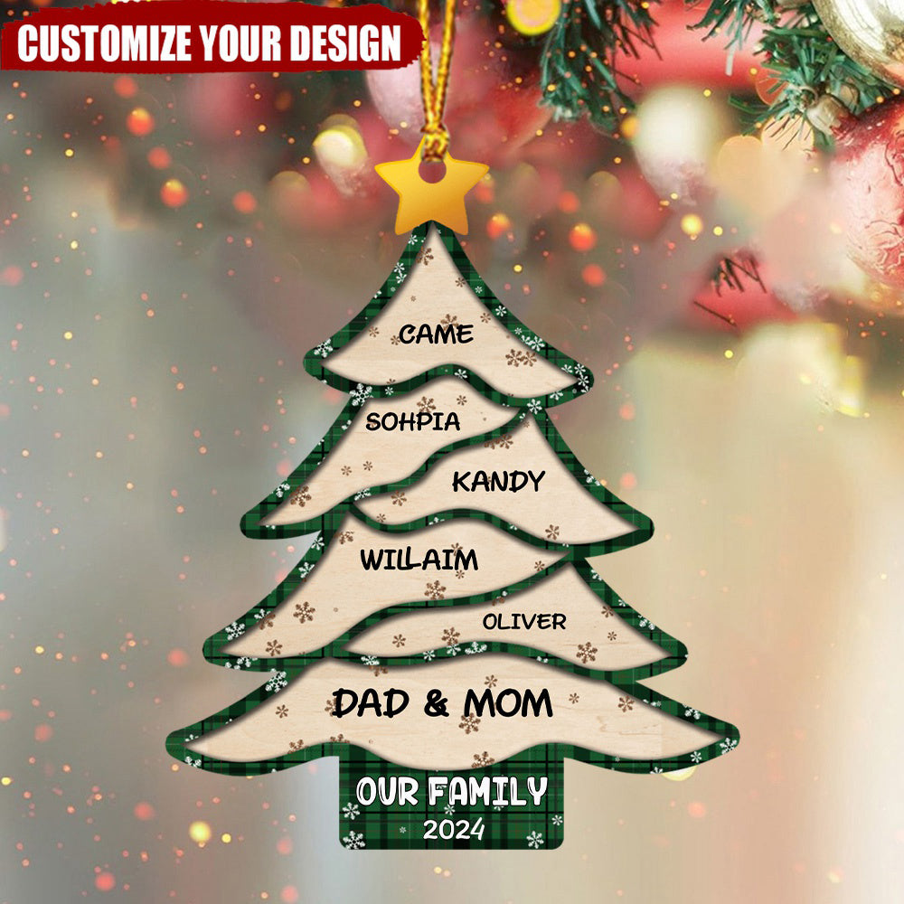 Christmas Our Family Pine Tree 2024 Personalized Ornament