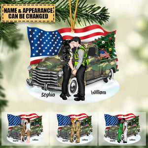 Military Fireifighter Nurse EMS Police Couple-Personalized Acrylic Ornament-Gift For Him/ Gift For Her- Christmas Gift- Couple Ornament