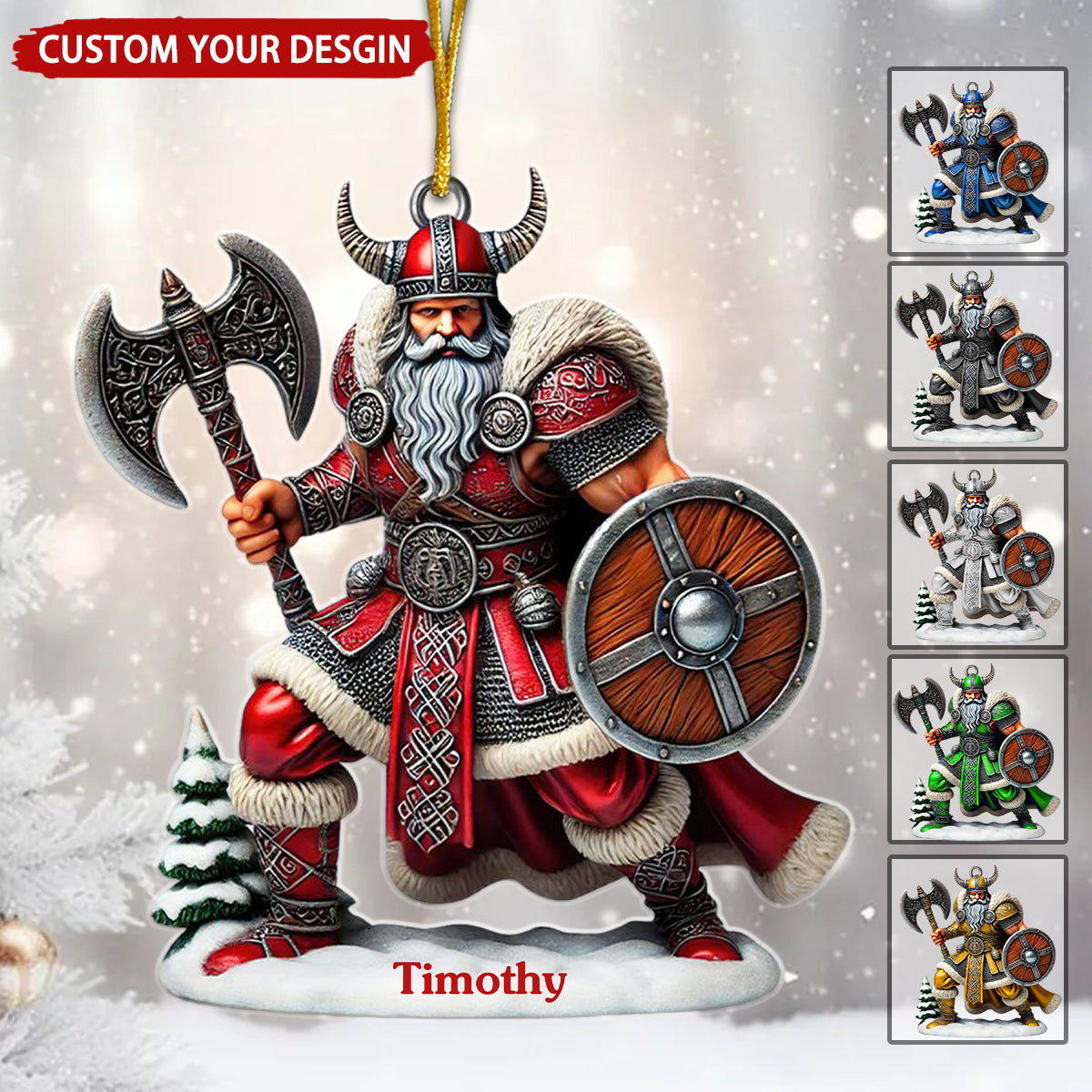 Viking Santa Warrior Personalized Christmas Ornament