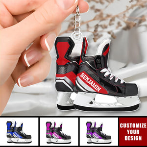 Custom Name Ice Hockey Skates - Personalized Acrylic Keychain , Gift For Hockey Lovers