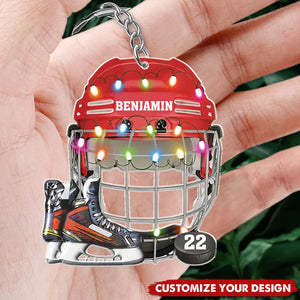 Hockey Helmet And Shoes - Personalized Acrylic Keychain, Gift For Hockey Lovers