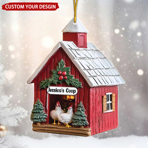 Chicken Farm Personalized Christmas Ornament, Gift For Chicken Lovers Farmer