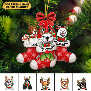 Peeking Dog On Christmas Stocking Personalized Acrylic Ornament