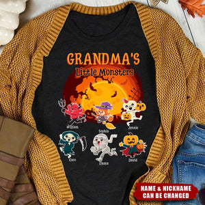 Grandma's Little Monsters - Personalized Custom T-Shirt - Halloween Gift for Grandma