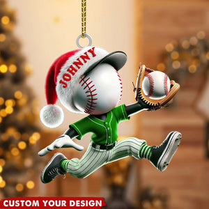 Custom Name Baseball Ornament, Christmas Gift for Baseball Lover