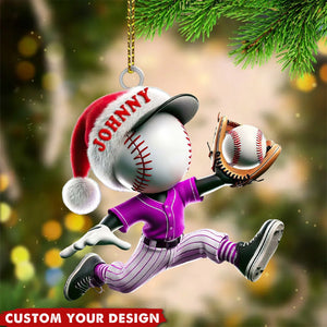 Custom Name Baseball Ornament, Christmas Gift for Baseball Lover