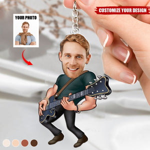 Custom Cartoon Musician Portrait Acrylic Keychain, Birthday Gift, Christmas Gift, Gift for Him