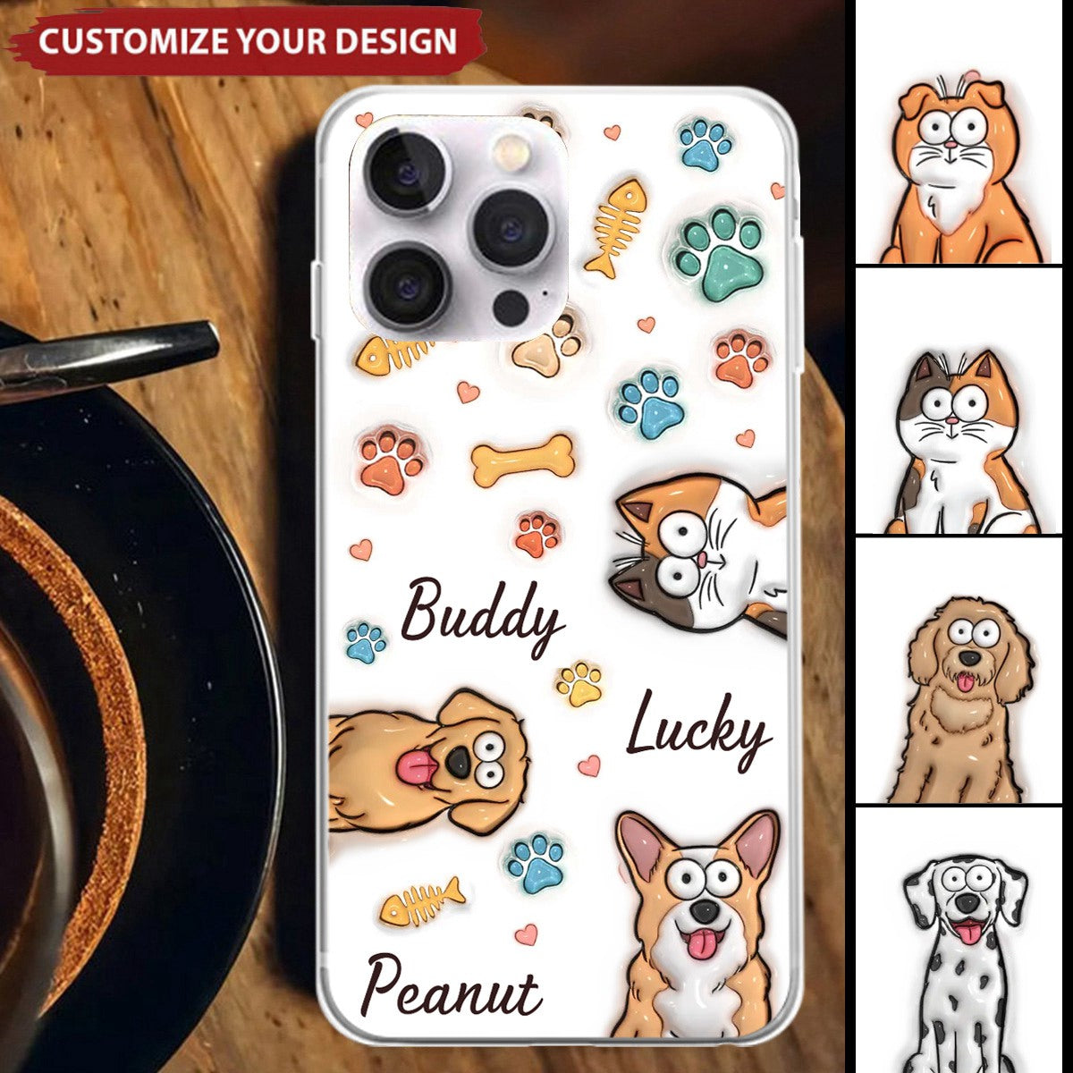 Furry Friends Make Life Brighter - Dog & Cat Personalized Custom 3D Inflated Effect Printed Clear Phone Case