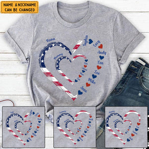 4th Of July Grandma Mom Kids Heart In Heart Personalized Shirt