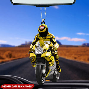 Personalized Motorcycle Car Ornament, Customized Flat Acrylic Car Ornament for Motorcycle Lovers