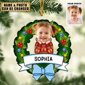 Cute Kid Chrismas - Personalized Custom Photo Ornament - Christmas Gift For Kid, Family Members