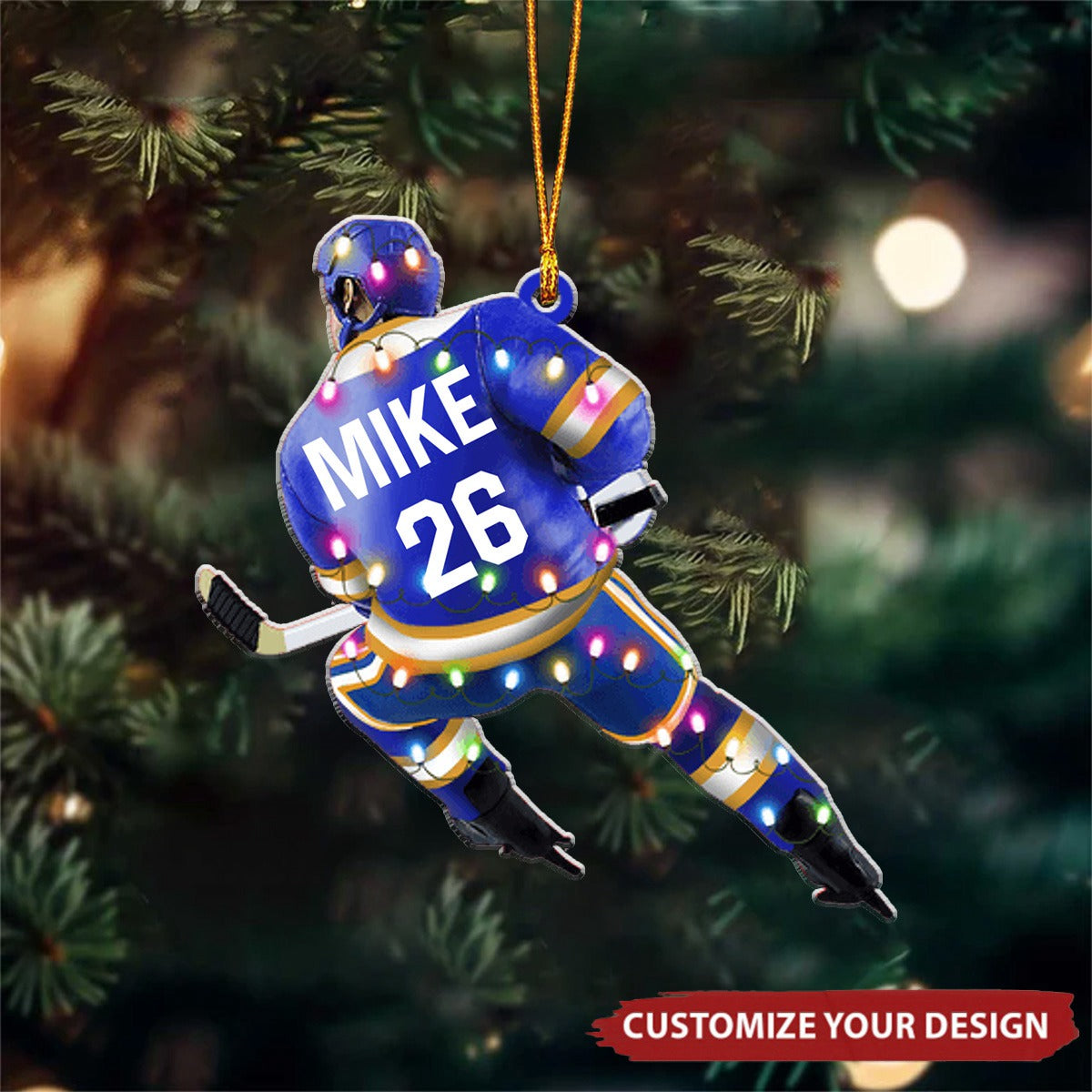 Ice Hockey Player, Personalized Acrylic Ornament, Christmas Gift for Hockey Players