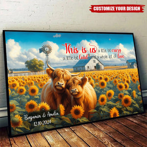 Highland Cow Couple - Personalized Horizontal Poster, Gift For Couple