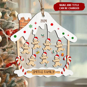 Gingerbread House Family Christmas Personalized 2-Layered Wood And Acrylic Ornament