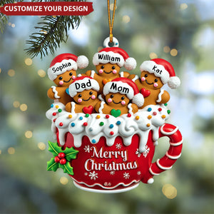 Merry Christmas - Personalized Gingerbread Family Ornament