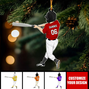 Personalized Baseball Boy Acrylic Christmas Ornament, BaseBall Player Ornament