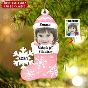 Custom Photo Baby's 1st Christmas - Personalized Cutout Acrylic Ornament