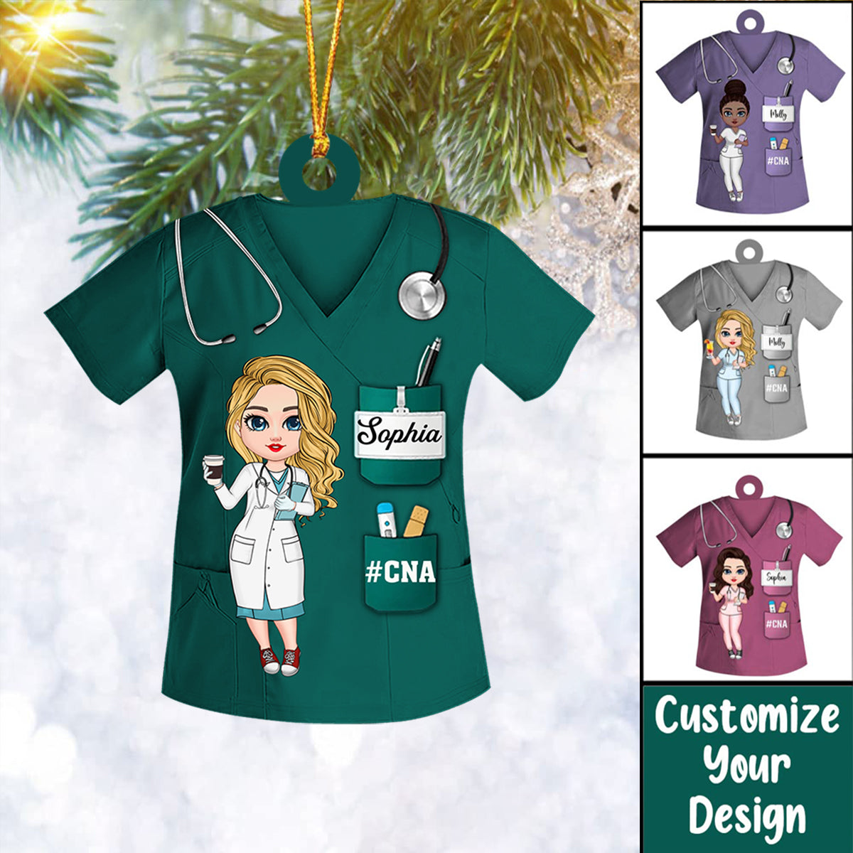 Nurse Life Pretty Doll Nurse Personalized Christmas Ornament