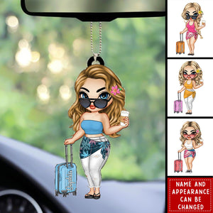 Personalized Summer Travel Is My Therapy Girl Acrylic Car Ornament