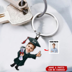 Funny Graduate Caricature - Personalized Graduation Keychain