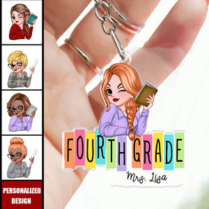 Pretty Teacher Doll Gift for Teacher Educator Counselor Personalized Keychain