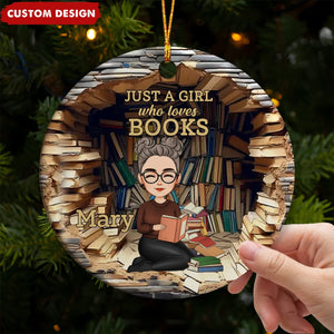 A Book A Day Keeps Reality Away - Personalized Ceramic Ornament - Christmas Gift For Book Lovers