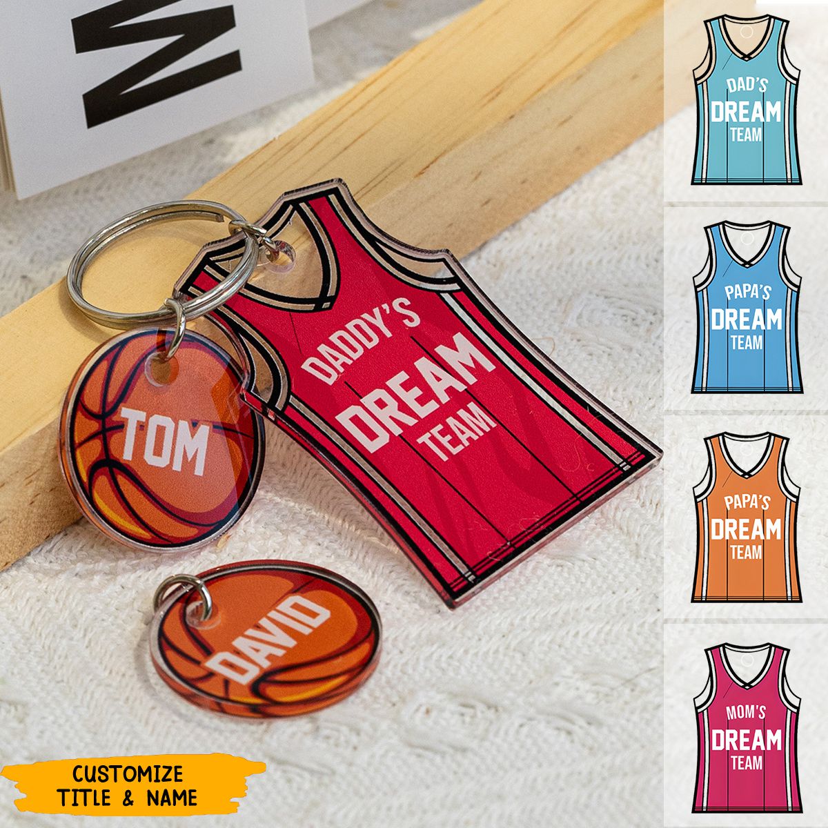 Basketball Dad's Dream Team - Personalized Acrylic Keychain